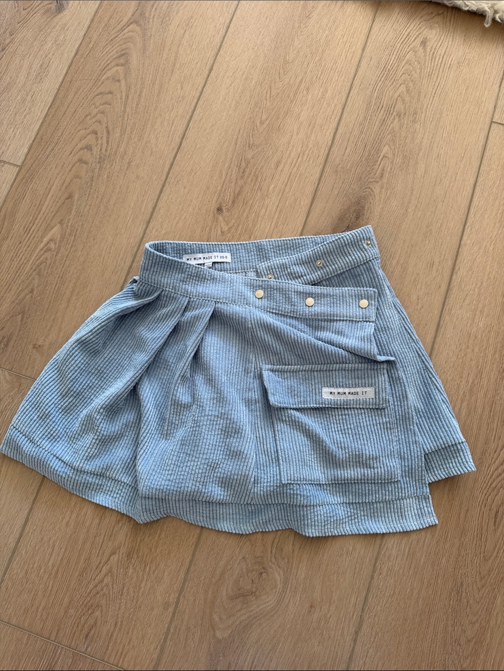 MY MUM MADE IT Light Blue corduroy Mini Skirt with Pocket